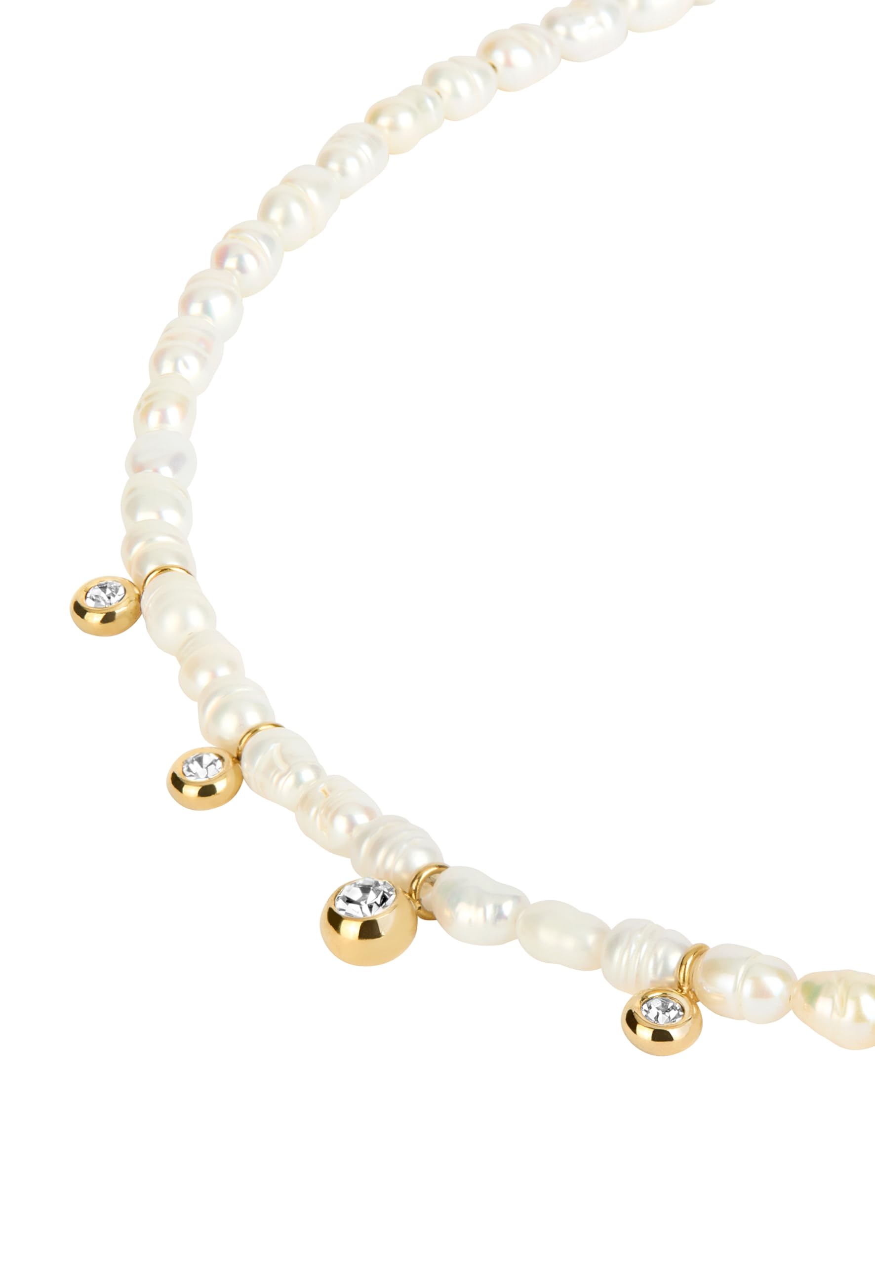 Breil, Collezione Moonlight, Collana Donna in Acciaio Inossidabile, Collana con Perle d’Acqua Dolce e Pendenti in Oro con Cristalli, Chiusura Regolabile, Lunghezza fino a 45 cm, Idea Regalo Donna