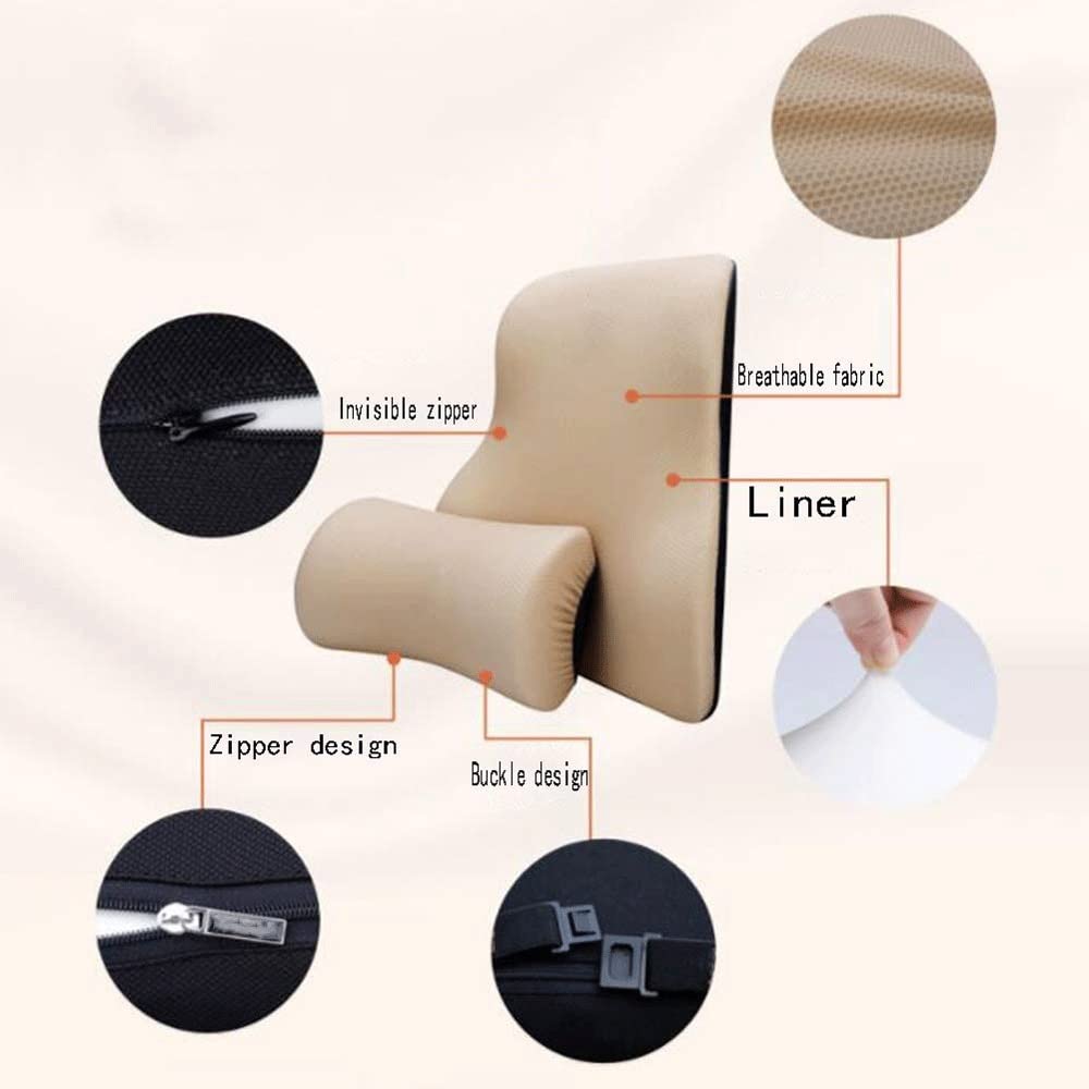 Support Lombaire de qualité supérieure for Coussin Lombaire - Support for Le Dos Complet - Chaise de Bureau Support Lombaire for Voiture Noire - Dos orthopédique en Mousse à mémoire de Forme -