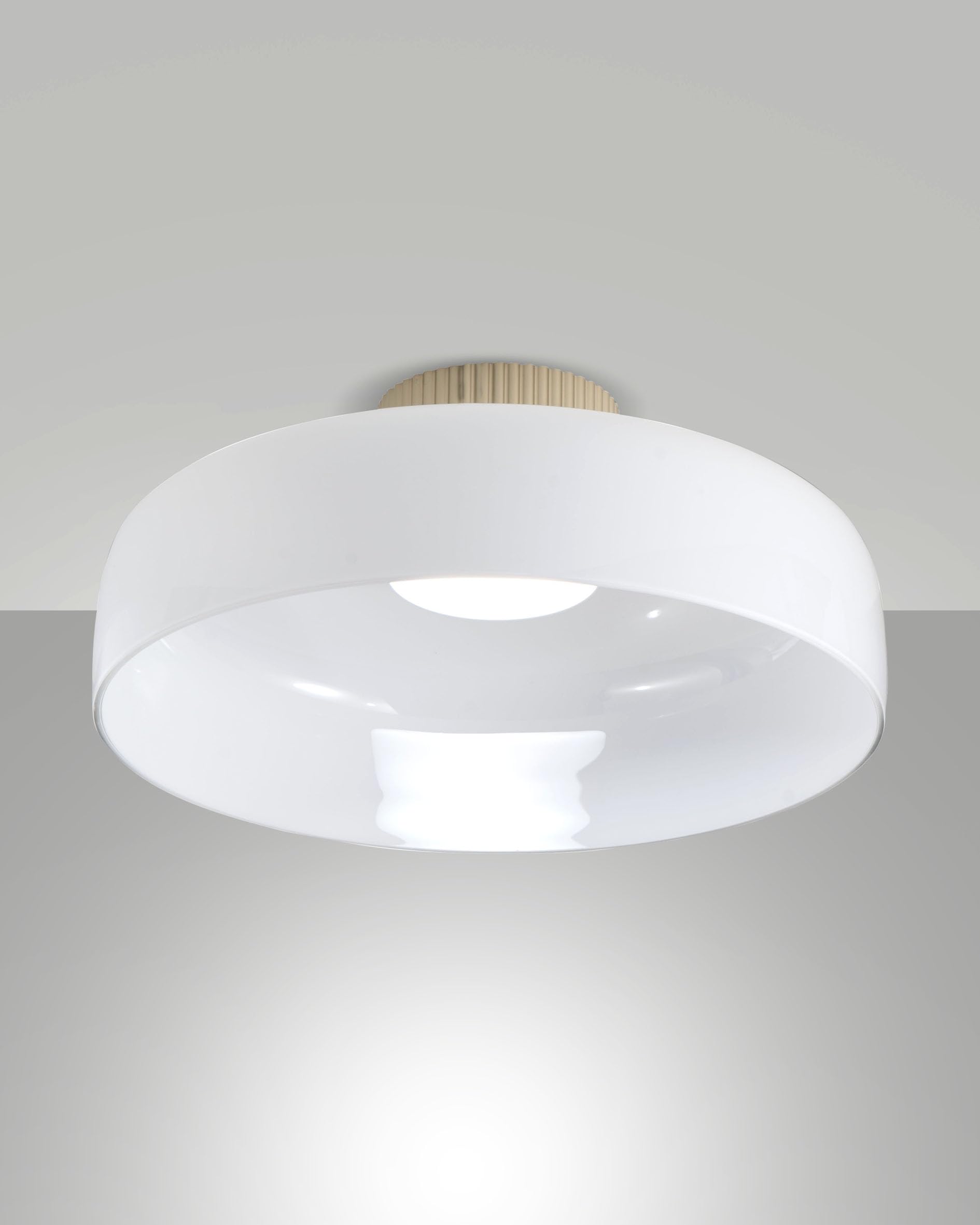 Lunar LED Ceiling Light 26W 3150lm, 2700K-4000K, Metal and Blown Glass, Dimmable in Levels, IP20, White - Modern Chic