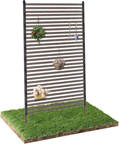 Outdoor 3FT x 6FT Metal Privacy Screen, Privacy Fence Panels for Outside, Decorative Room Divider, Tall Fence Sticks for Backyard Patio Garden, Brown