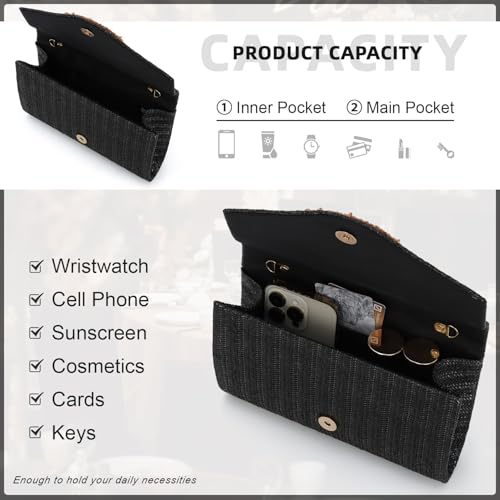 Image of GOKTOW Straw Clutch Purse Rattan Summer Woven Beach Handbags for Women Wedding Vacation Travel Party 2025
