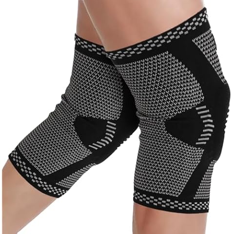Astorn Compression Knee Sleeve with Patella Gel Pad & Side Stabilizers for Meniscus Tear Knee Pain - Knee Brace for Running, Workout, Arthritis, and Joint Recovery for Men and Women - Set of 2 (M) Cover