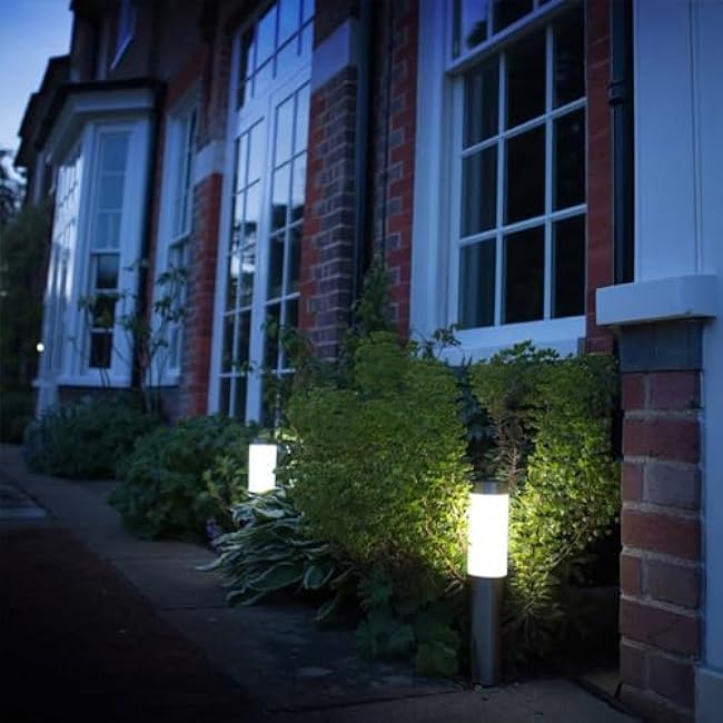 LightInTheBox 2 Pack Solar Path Light LED Bollard Lights Stainless Steel Outdoor Landscape Light IP44 Waterproof Outdoor Lights for Backyard Lawn Patio Garden