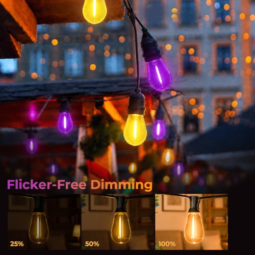 Image of GvvooHome 24Pack S14 Purple and Orange Light Bulbs for Halloween Decoration