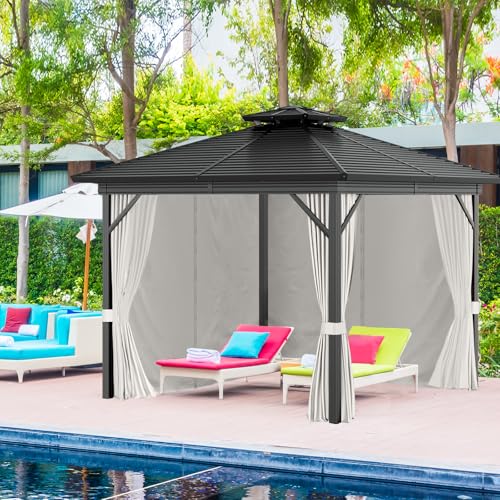 Gazebo Curtains 10'x12' Outdoor Waterproof, 4-Panels Sidewall Curtains Universal Replacement with Zipper for Patio, Backyard, Garden (Ivory, 10'x12') - Image 6