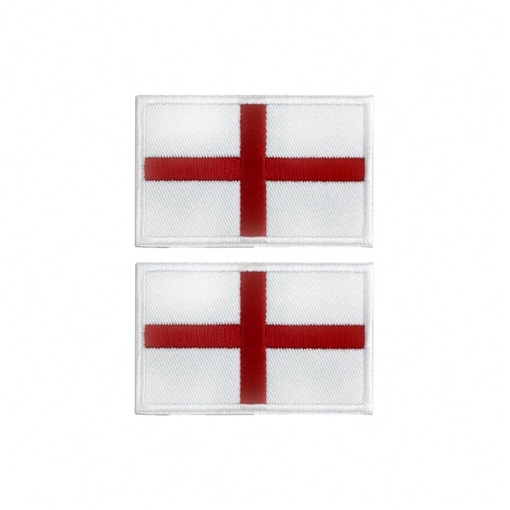 Mancyz Union Jack Flag Patches, 2-Pack Military Tactical Embroidered Badges, Hook and Loop Backing, 8cm x 5cm, Border — image 1