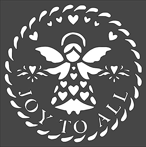 Kachi Pencil Art & Craft Layering Stencil, 8x8 inch Custom Cut Stencil,Christmas Angel Joy to All Crafts, Arts, Scrapbooking - Painting on The Wall, Wood, Glass and Other