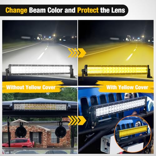 Image of Nilight 22 Inch Spot Flood Combo LED Light Bar Yellow Cover