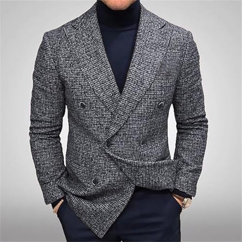 Men's Fall V Neck Long Sleeve Suit Jacket Comfort Casual Blazer for Men-Gray3