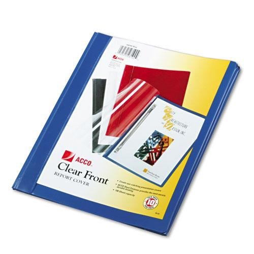 ACCO 26102 Vinyl Report Cover, Prong Clip, Letter, 1/2\" Capacity, Clear Cover/Blue Back