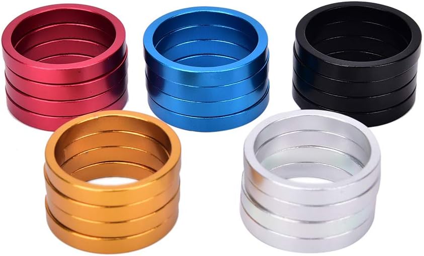 Bike Headset 4Pcs/Set Aluminum 5mm 28.6mm Cap for Cycling Fork Washer Alloy Headset Stem Spacer Road Bike Headset Bearings(Red)