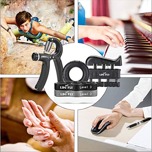 Hand Grip Strengthener Workout Kit （6 Pack） - Hand Exerciser and Grip Strength Trainer with Adjustable Hand Strengthener Finger Exerciser Finger Strecher and Hand Strength Ring - Thumbnail 4