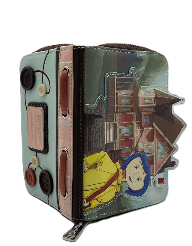 Loungefly Coraline Garden Party Zip-Around Wallet – Officially Licensed, Faux Leather, Embroidered Details, Multiple Card Slots4