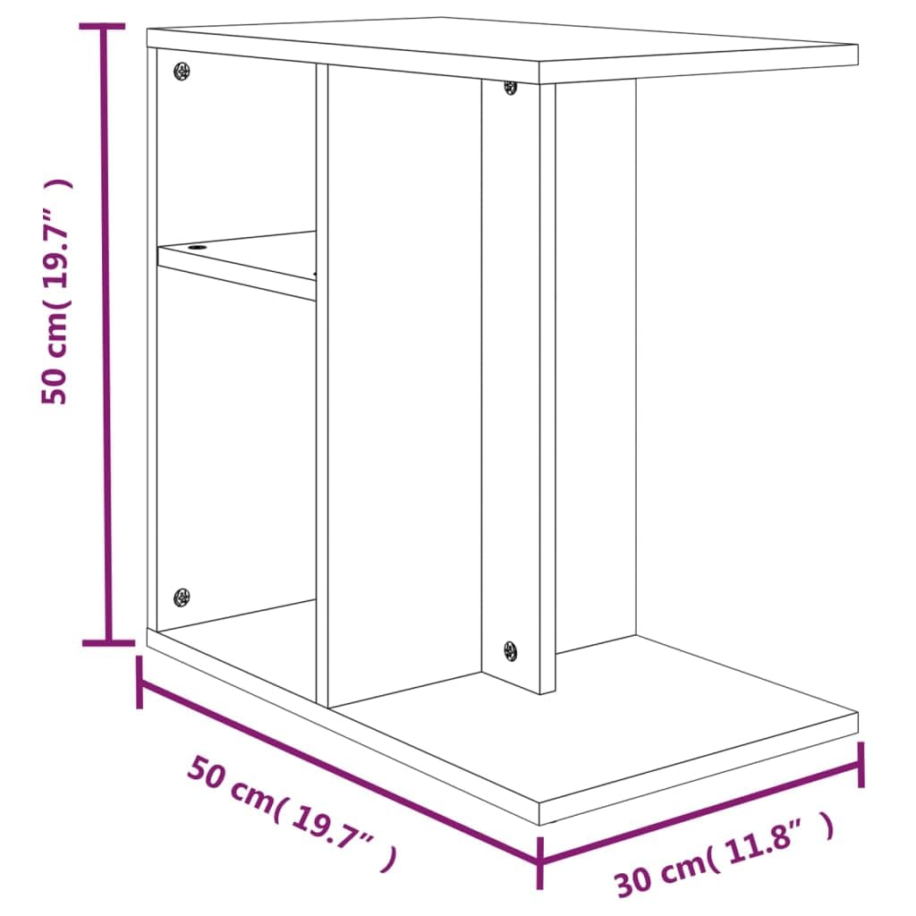 Beistelltisch Grau Sonoma Holzwerkstoff 50x30x50 cm, Flexibler Couchtisch mit Ablagefach, Sofatisch und Ablagetisch für Wohnzimmer, Schlafzimmer, Flur, Balkon, vielseitiger Telefontisch