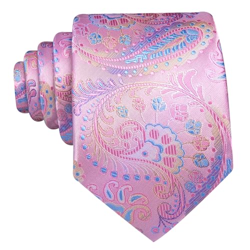 Image of Barry.Wang Men Ties Paisley Woven Silk Necktie Set with Pocket Suqare Cufflinks Formal