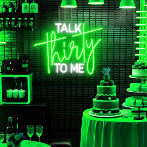 Image of Talk Thirty To Me Neon Sign,30th Birthday Decorations,30th Birthday Decorations 30th Birthday Neon Signs Thirty Birthday Gifts For Him Her USB Neon Sign for Birthday Anniversary