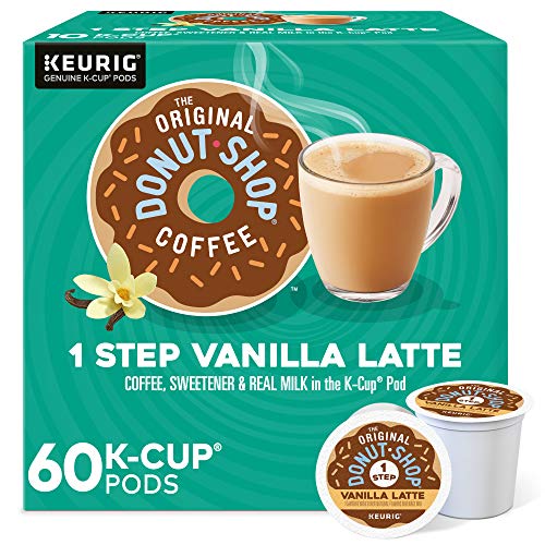 The Original Donut Shop Vanilla One-Step Latte, Single Serve Coffee K-Cup Pod, Flavored Coffee, 60 Count (6 Packs of 10) - image 1