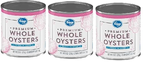Premium Whole Oysters Boiled in Water (3 Cans, 8 oz. each)
