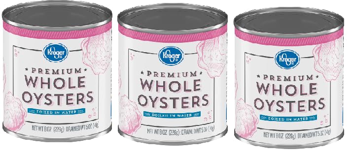 Premium Whole Oysters Boiled in Water (3 Cans, 8 oz. each)
