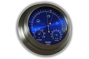 Ambient Weather WS-228TBH 9" Brushed Aluminum Contemporary Barometer with Temperature and Humidity