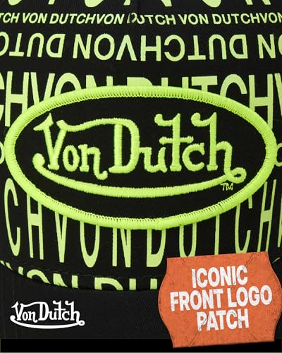 Image of Von Dutch Monogram Trucker Cap - Retro Snapback Cap for Men and Women - Adjustable Snap Fit Panel, Mesh Rear, Curved Bill