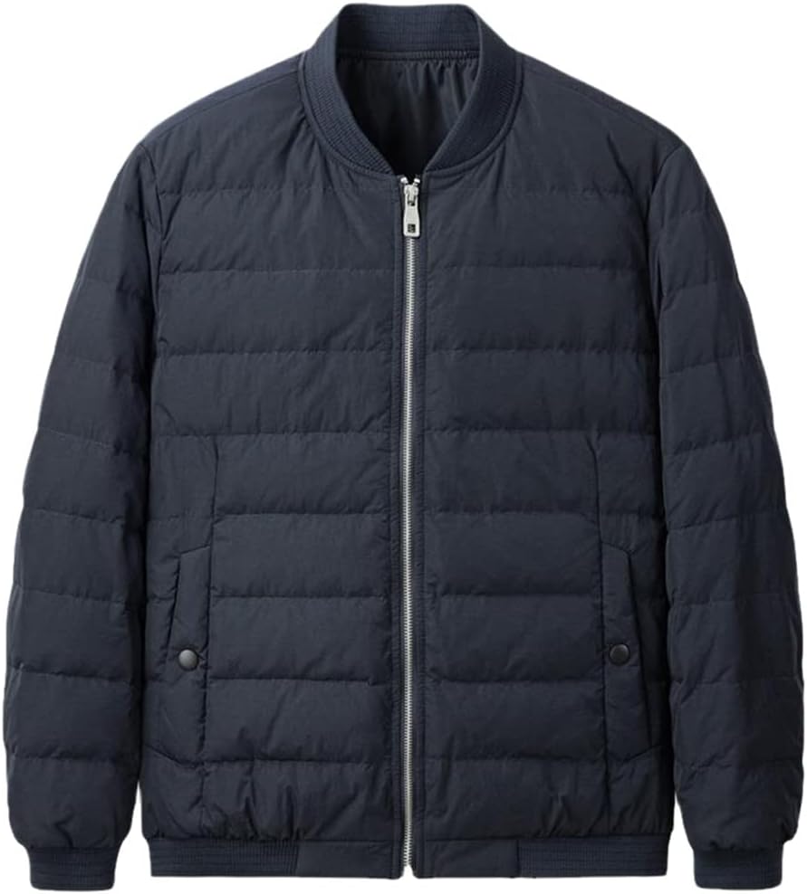 Youllyuu Winter Down Jackets Baseball Collar Zipper Men's Coats Slim Fit Thicken Coats