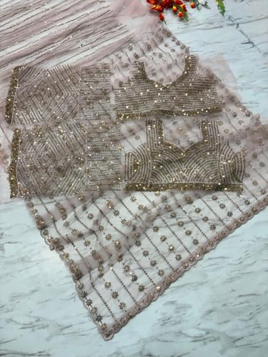 Image of Women Butterfly Net Saree with Sequins Embellished Work and Designer Unstitched Blouse and Premium Saree