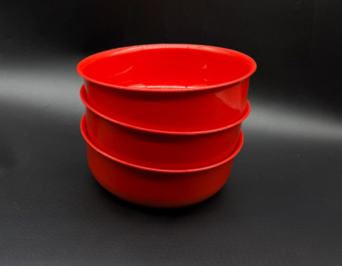 Kimmel 3 Stück Schüssel Schale Bowl 750 ml Müslischale Suppenteller Suppenschüssel Salatschüssel, Kunststoffschüssel, aus Kunststoff, Mehrweggeschirr, Farbe rot (Packung mit 6)
