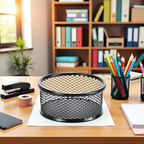 1 x schwarzer, minimalistischer Metall-Büroklammer-Halter, Netz-Büroklammer-Schale, Binder-Clip-Spender, Schreibtisch-Bobby-Pin-Behälter, Organizer für Zuhause, Büro, Klassenzimmer, Schule
