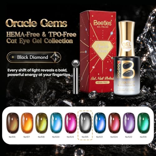 Image of Beetles Black Diamond Cat Eye Gel Nail Polish, 15ML HEMA-Free Magnetic