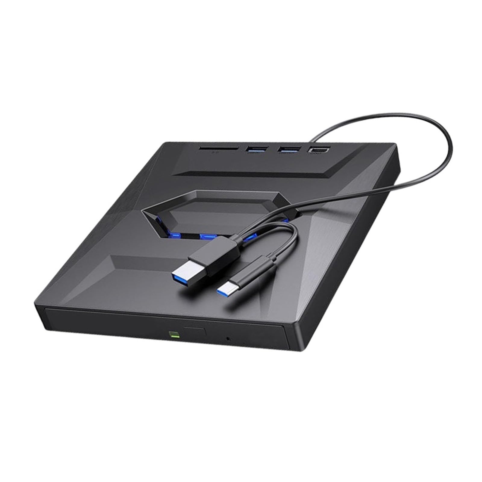 Unidad Externa De CD/DVD USB 3.0 con Puertos USB/Tipo C Y Grabadora SD/TF 5 En 1 Compacto Y PequeñO