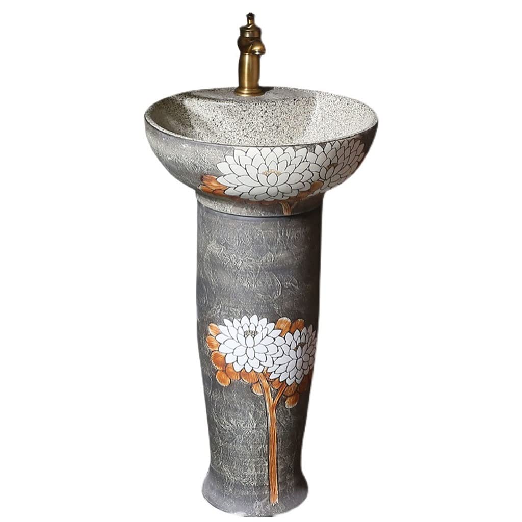 Rkvxcjhdr A Pedestal Sink Bathroom Ceramic Washbasins Vintage Rt Sink Vertical Vanity Pedestal Basin One-Piece Pedestal Combo Bathroom Sinks