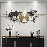 BULUXE 37.8' Modern 3D World Map Wall Clock - Bronze Gold, Silent Battery Operated Decorative Metal Clock, Handmade Iron Art (Style A)