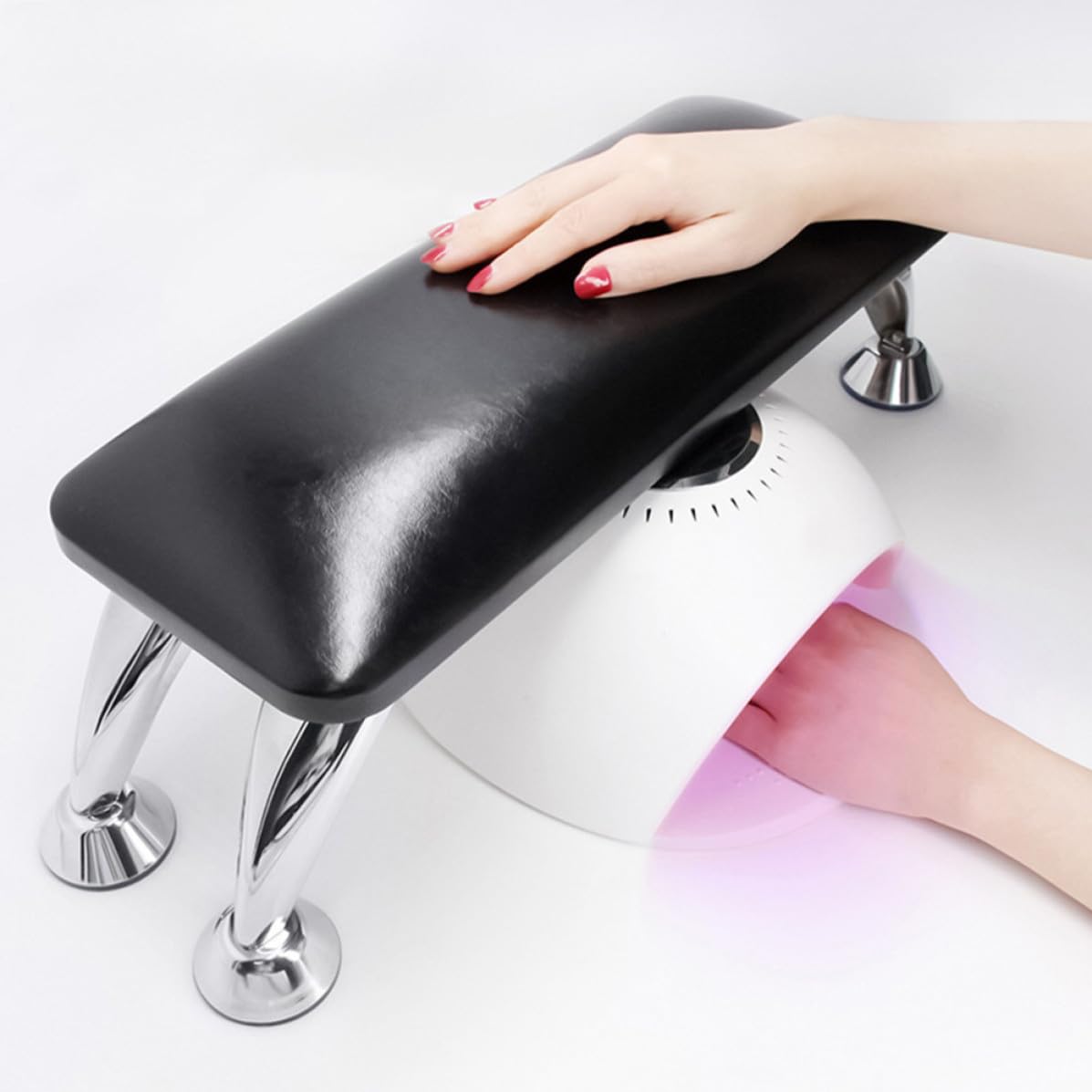 Cuscino Poggiamani Accessorio Pratico per Manicure Nero in Microfibra che Protegge Piano da Polvere per Unghie per Uso Personale Art