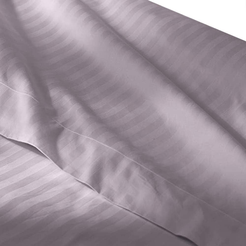 Royal Tradition Striped 300 Thread Count, 100 Percent Cotton 4PC California King Bed Sheets Set with Deep Pockets, Lilac