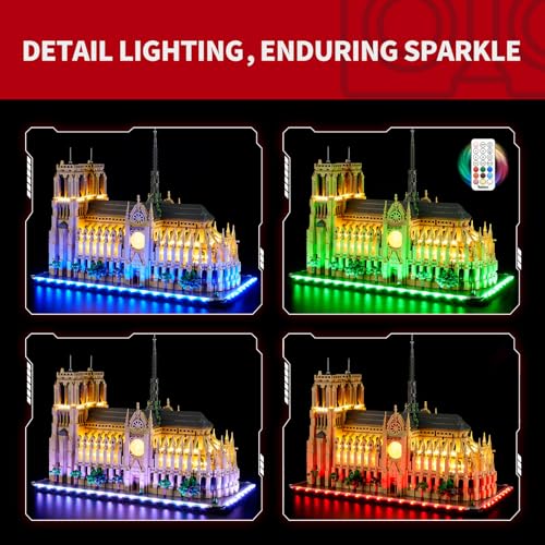 Image of BRIKSMAX 2.0 Light Kit for Lego Architecture - Notre Dame Cathedral (21061) with Remote Control - 12cm x 16.5cm x 4cm, 8 Years - 14 Years, 1 Piece