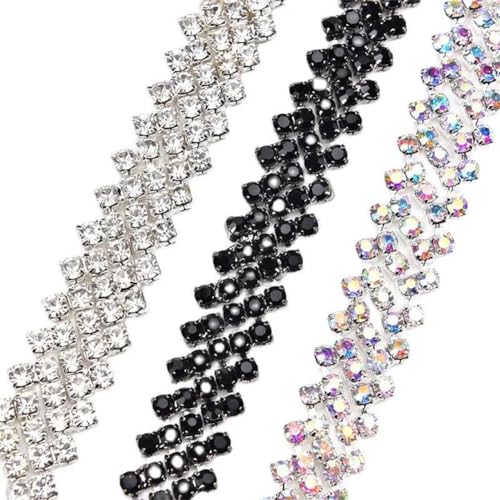Ruban à coudre avec strass argenté pour customisation de vêtements sacs et chaussures 90cm