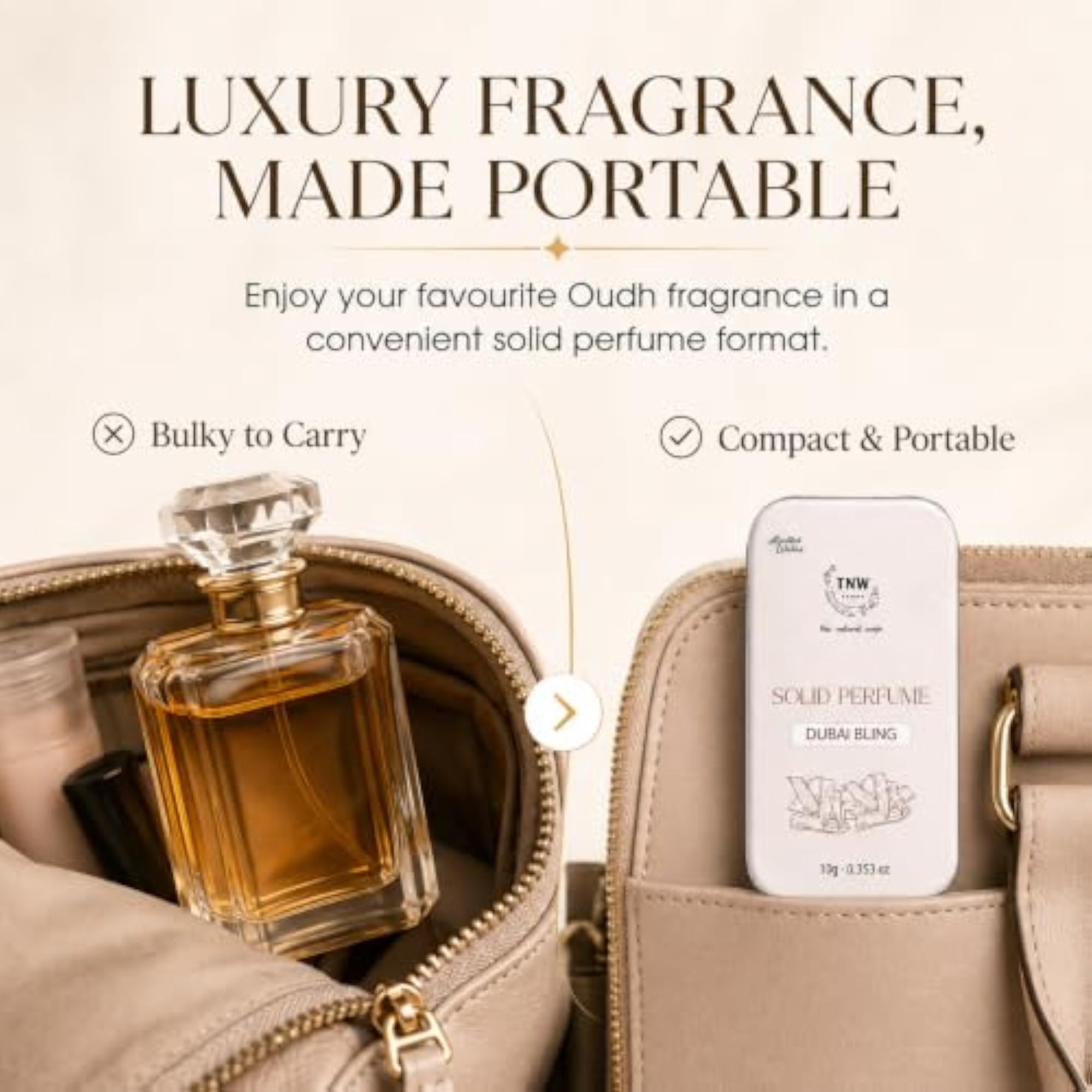 Solid Perfume Dubai Bling Oud, Long Lasting Woody Fragrance