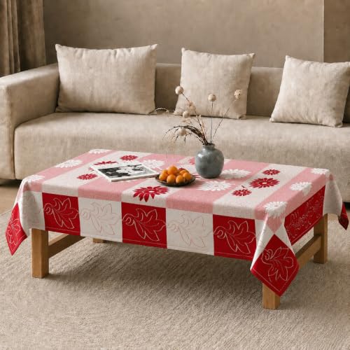 Image of Cotton Net Embroidered Center & Dining Table Cover for 4 Seater | Rectangular 40x60 Inch | Lightweight & Washable Table Cloth | Pack of 1 (Maroon)