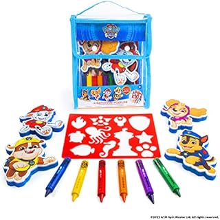 Paw Patrol Bath Puzzles For Kids - Paw Patrol Bath Toys - Bath Toys For 3 Year Olds- Contains 4 Foam Character Puzzles, 6 Bath Crayons & 1 Stencil Sheet