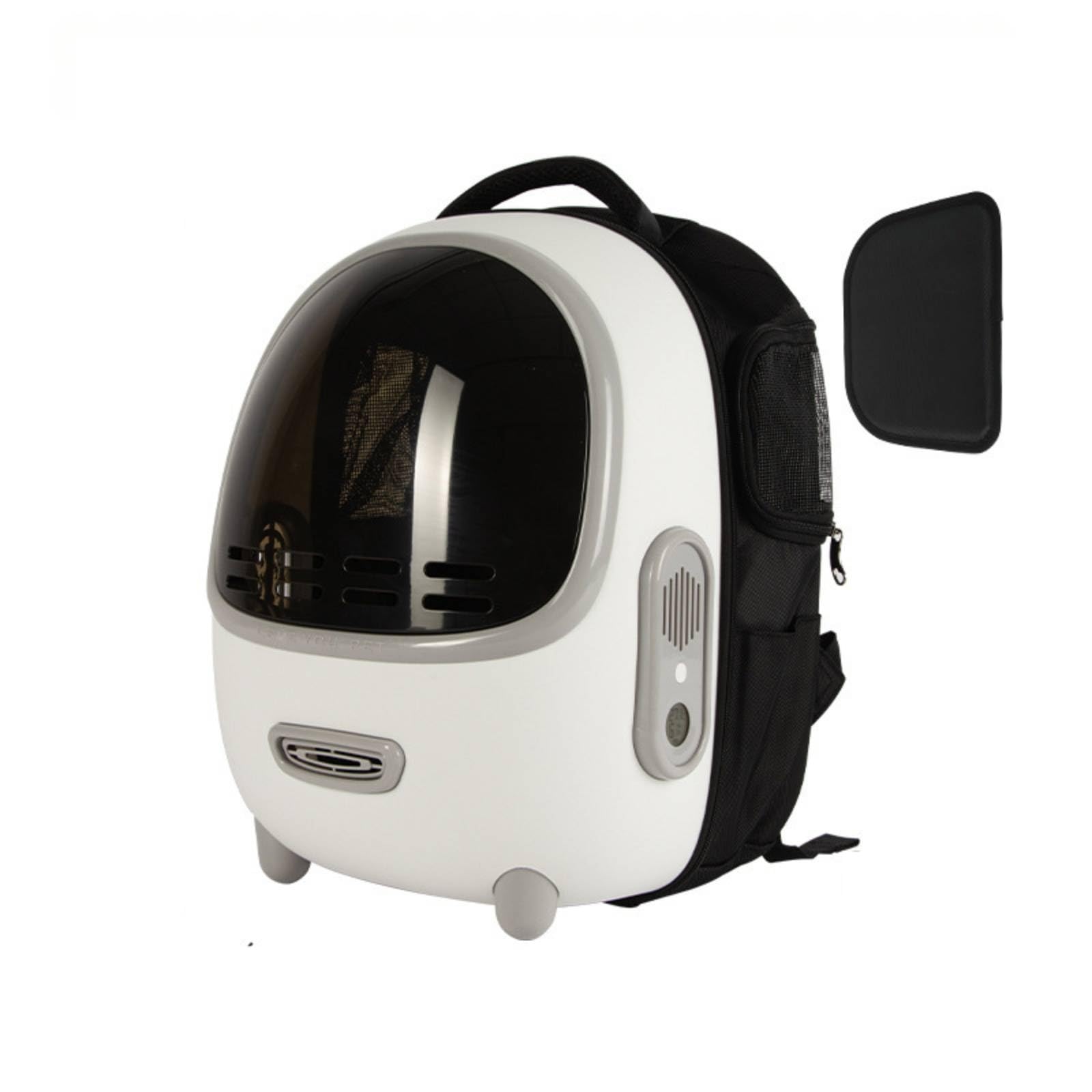 Zaino Trasportino Trasparente Trasportino a Capsula Ventilato Zaino con Capsula per Gatti, Cani di Piccola Taa, Veterinario, Escursione, Bianco, Modello Aggiornato Con Ventola