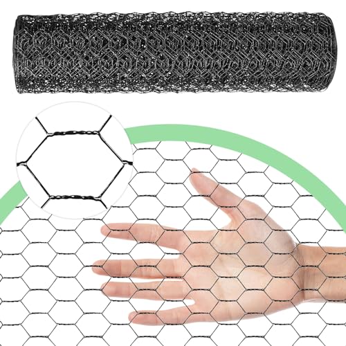 Image of Chicken Wire 16.9 in x 237 in Poultry Wire Netting Hexagonal Galvanized Mesh Garden Fence Barrier for Pet Rabbit Chicken Fencing with 100 Pcs Cable Zip Ties(PVC-Coated)