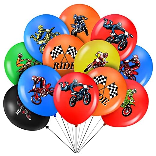Aoriher 36 Decoraciones de Fiesta de Moto de Cross Globo de Fiesta de Moto de Cross, Suministro de Globo de Decoración Fiesta de Bandera a Cuadros de Fiesta Cumpleaños de Moto de Cross, 12 Pulgadas