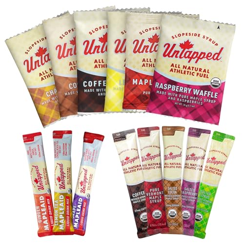 UnTapped Sample Pack - 14 Individually Wrapped Packets | Includes All-Natural Maple Syrup, Vegan Stroopwafels & Hydration Mixes | Assorted Pack for Sustained Energy & Recovery | USDA Organic Certified