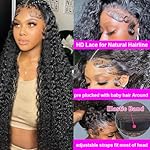 Aomllute 30 Inch Deep Wave Lace Front Wigs Human Hair 200 Density 13x4 HD Lace Frontal Wigs Human Hair Pre Plucked Deep Curly Glueless Wigs Human Hair for Women Natural Black - Image 3
