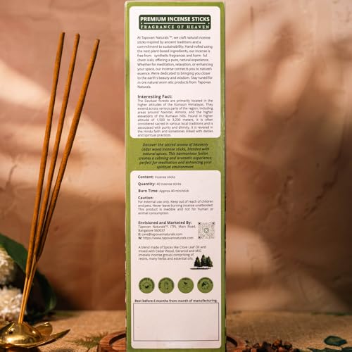 Image of Premium Cedar Devdaar Incense Sticks - Handcrafted, Earthy & Pure Fragrance for Meditation, Spiritual Healing & Relaxation | Pack of 1 (40 Sticks)