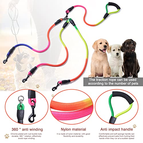 3-in-1 Hundeleine mit Verstellbarer Abnehmbarer Kupplung - 75 Zoll Doppelte Leinen für Hunde um 360 drehbar für EIN, Zwei oder DREI Hunde - Ideal zum Pet Walking und Wandern