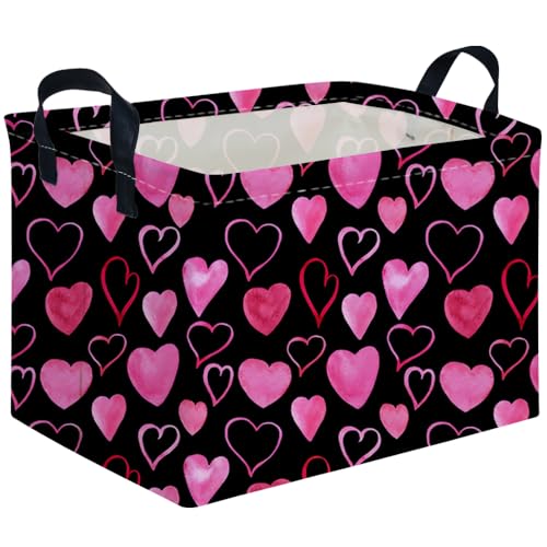 FXOCSHE Rectangular Valentine's Day Gift Basket,nursery basket,Girls gift baskets,kids toy storage Bin, Love Heart Room Decor for Home,Shelf...