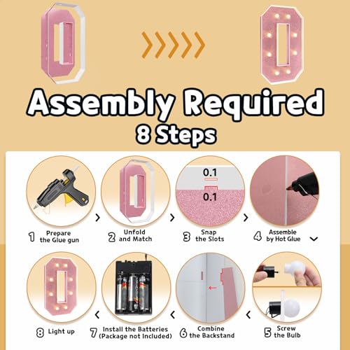 imprsv Marquee Numbers Rose-Gold 3FT: Rose Gold Party Decor - Light Up Number 0 Large 3 Feet Tall - Birthday Decorations for Him Her 10th 30th 40th 50th