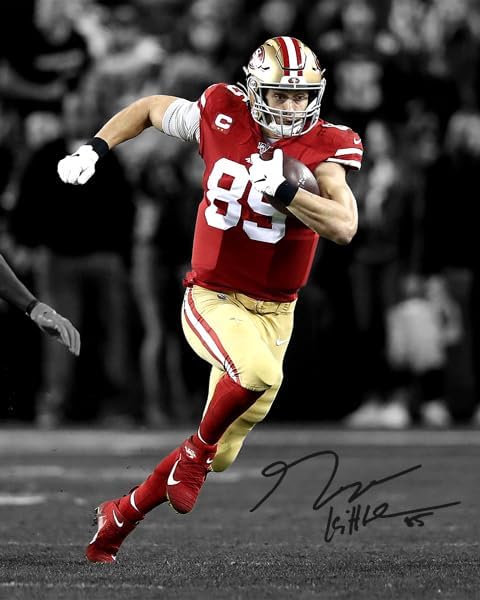 Ikonic Fotohaus George Kittle Epic Rush - Impresión de autógrafos con foto firmada, arte de pared para decoración del hogar